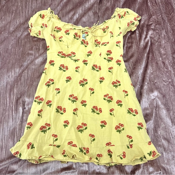 Urban Outfitters Yellow Cherry Mini Dress - Picture 3 of 5